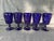 Pretty, vintage set of 5, ornate, cobalt blue pressed glass goblets. No chips or cracks. They measure 3 1/2" in diameter...
