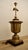 Monumental and notable Chapman urn lamp of brass on wood base. Lovely patina with Ralph Lauren vibes. Double socket with...