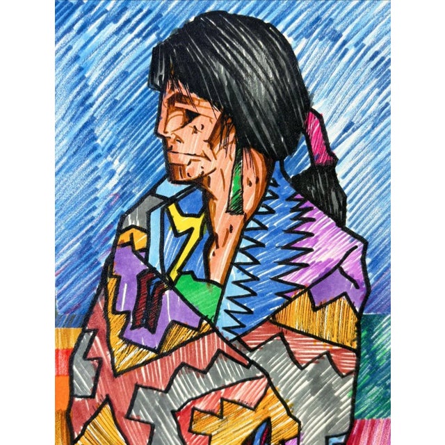A vibrant original mixed media drawing on cradled Aquabord™ by acclaimed Southwestern artist Amado Maurilio Peña Jr. (b....