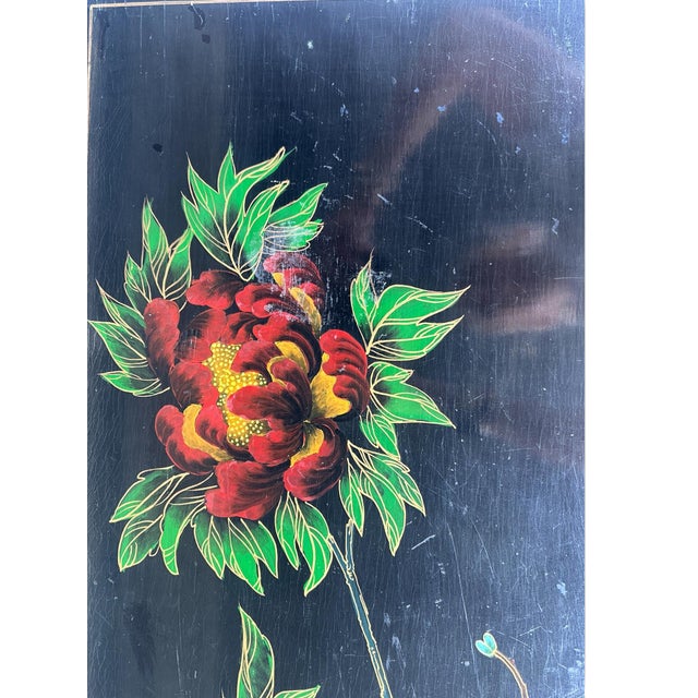Vintage Chinoiserie Bamboo & Rattan Console Desk With Hand-Painted Lacquer Top For Sale In Miami - Image 6 of 12