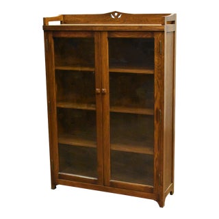 Crafters and Weavers Mission Bookcase / Curio Cabinet Walnut (W1) For Sale