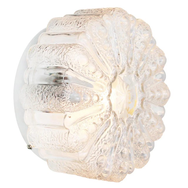 Mid-Century Round Clear Glass Scones For Sale - Image 4 of 6