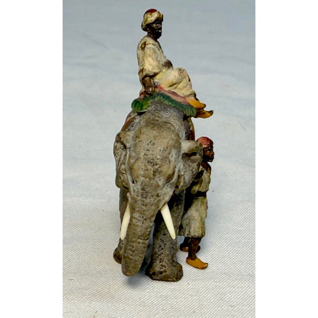 Figurative Antique 19th Century Mini Cold Painted Austrian Vienna Bronze Elephant Statue For Sale - Image 3 of 9