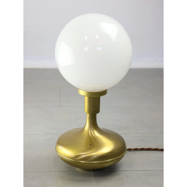 Mid-Century Italian Modern Brass & Opaline Glass Table Lamp For Sale - Image 12 of 12