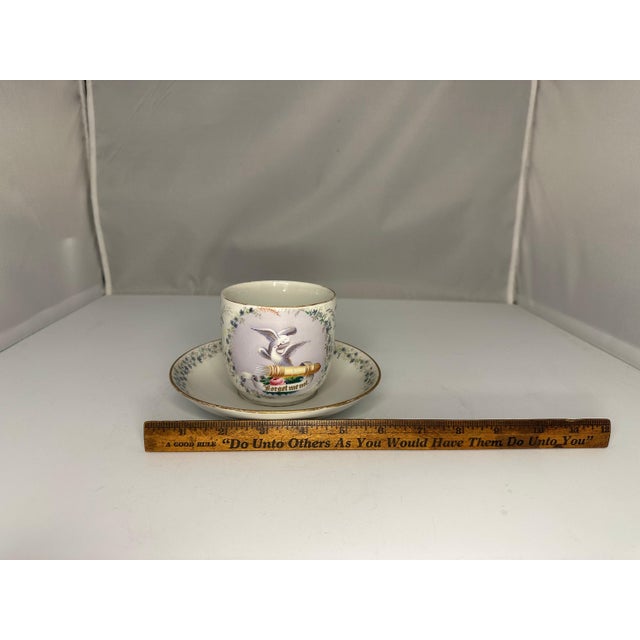 Antique Hand Painted Forget Me Not Doves Cup and Saucer c. 1900 For Sale - Image 9 of 9