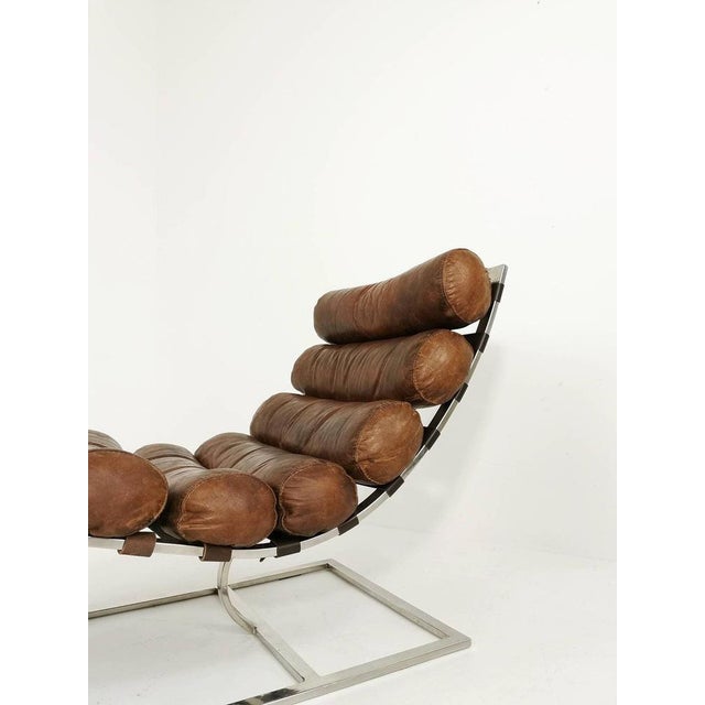 Mid-Century Corona Lounge Chair in Leather and Chrome by Ludwig Mies Van Der Rohe, 1980s For Sale - Image 9 of 11