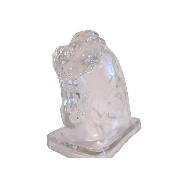 Art Deco Mid-Century Glass Horsehead Bookends, Pair For Sale - Image 3 of 3