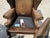 Late 20th Century Vintage Ethan Allen Leather Wingback Armchair With Carved Claw Feet For Sale - Image 5 of 12