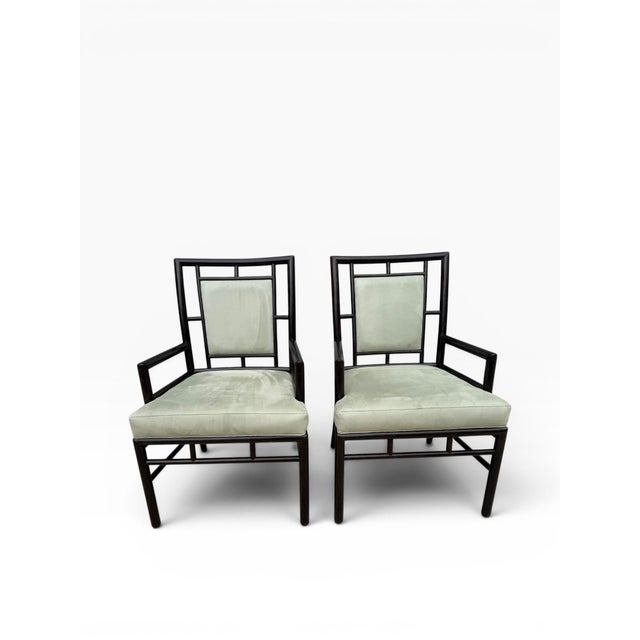 Late 20th Century Late 20th Century Pair of McGuire San Francisco Asian Modern Faux Bamboo Lounge Chairs For Sale - Image 5 of 13