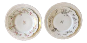 1900 Limoges Floral China Mix & Match Plates on Chargers - 4 Piece Set