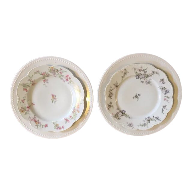 Limoges Floral China Mix & Match Plates on Chargers - 4 Piece Set For Sale