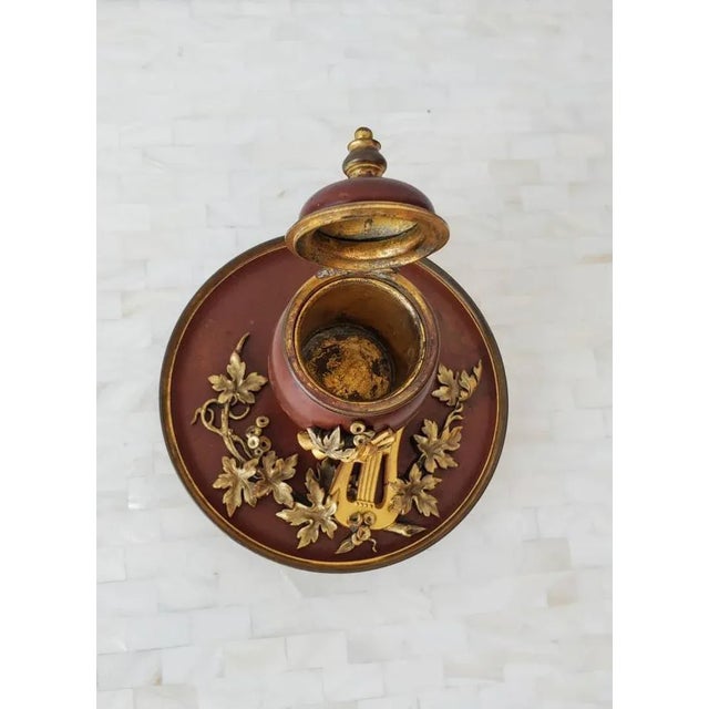 Brick Red 19th Century French Neoclassical Inkstand For Sale - Image 8 of 11