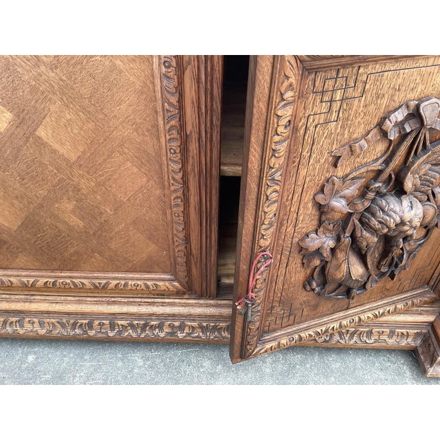 19th C. French Hunting Theme Oak Credenza For Sale - Image 16 of 16