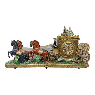 Antique Franz Hermle German Movement Capodimonte Style Vienna Porcelain Mantel Clock/Centerpiece For Sale
