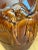 Metal Vintage Brown Glazed Ceramic Elephant Lamp For Sale - Image 7 of 12