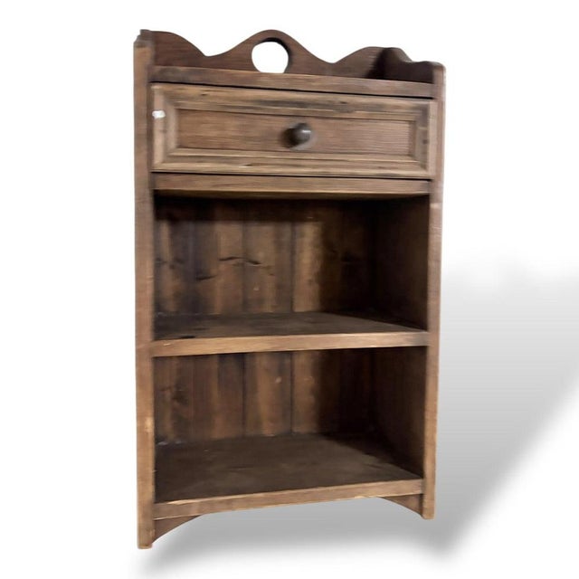 Wood Vintage Oak and Pine Bathroom Cabinet with Drawer For Sale - Image 7 of 8
