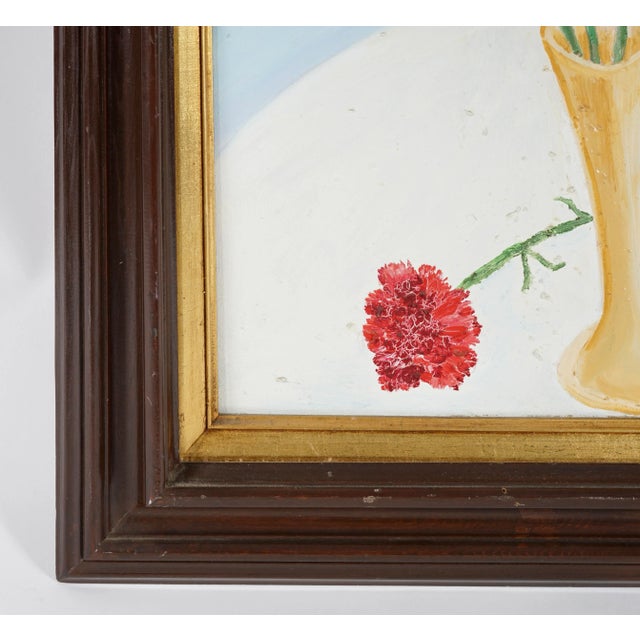 1970s Original Painting of Flowers in a Vase by Stanley For Sale - Image 4 of 7