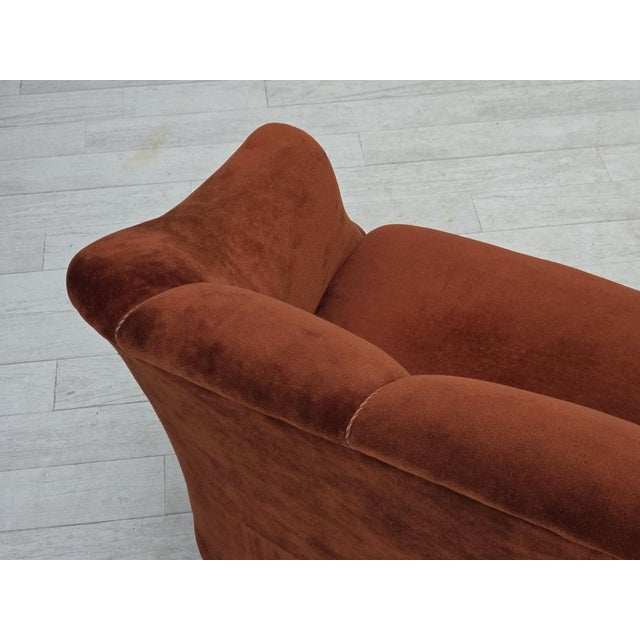 Danish 2-Seater Sofa in Velour and Oak, 1950s For Sale - Image 11 of 18