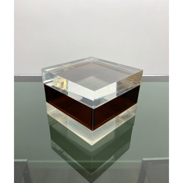 Mid-Century Modern Acrylic Cube Box, Italy, 1970s For Sale - Image 3 of 8