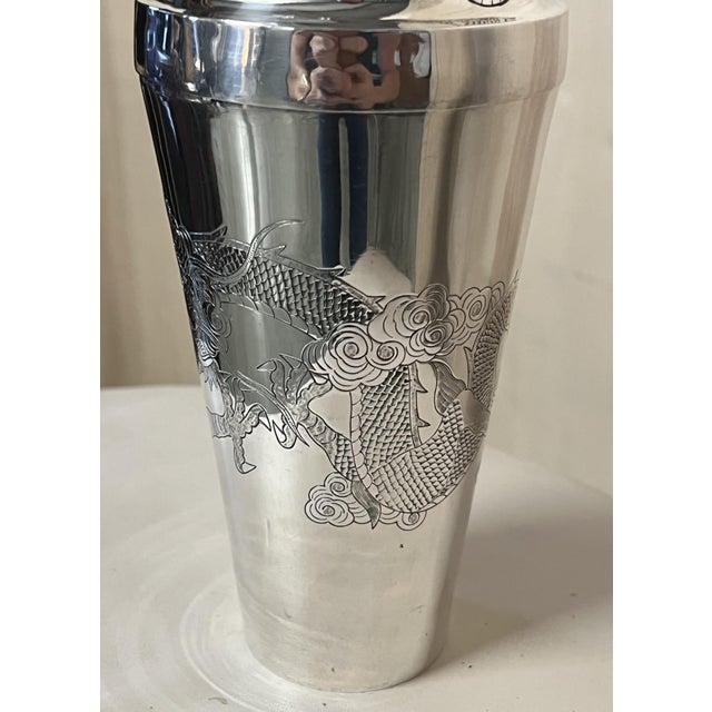 Metal Sterling Silver Dragon Cocktail Shaker, 1900s For Sale - Image 7 of 14