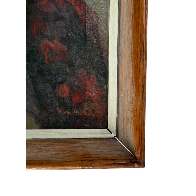 Antique Oil on Canvas Portrait Painting of Beautiful Woman With Hibiscus Flower in Her Hair, Signed Vera Martin Circa 1920’s For Sale - Image 4 of 12