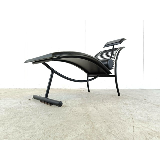 Vintage Chaise Lounge in the style of Rene Herbst, 1990s, in Good conditions. Designed 1990 to 1999