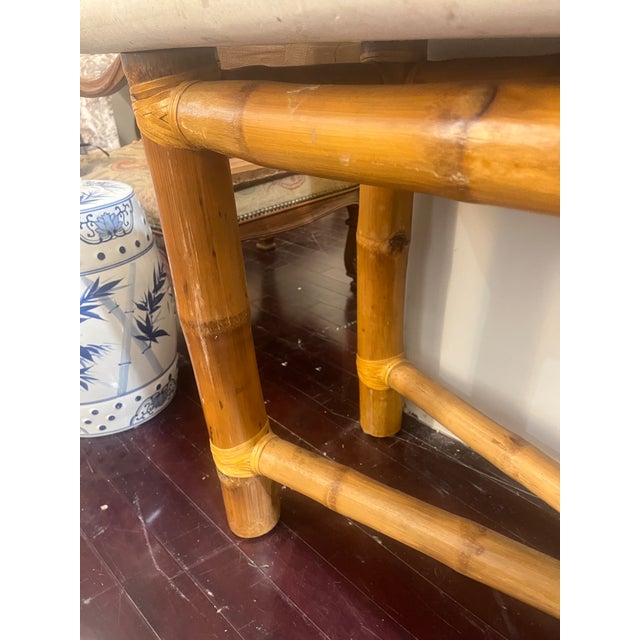 1970s Mid Century Bamboo and Travertine Console Table For Sale - Image 5 of 7