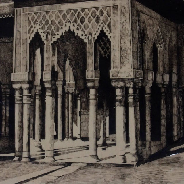 Mid 20th Century Reverse Drawing of Moorish Architecture by Cathy Wiggs For Sale - Image 5 of 9