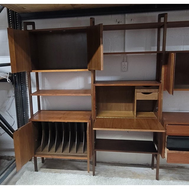 1960s Vintage Freestanding Walnut Room Divider Bookshelf Cabinet ...