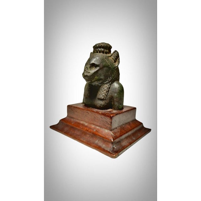 Metal Egyptian Bronze Seckhmet Lion-Headed Goddess Figure For Sale - Image 7 of 18