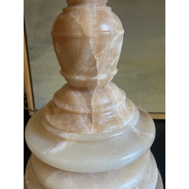 Alabaster Lamp & Shade by Ironies For Sale - Image 9 of 13