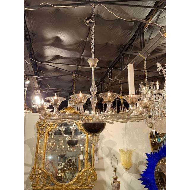 Large Scale modern Murano "fume" glass 16-arm chandelier. The chandelier has been professionally rewired, comes with...
