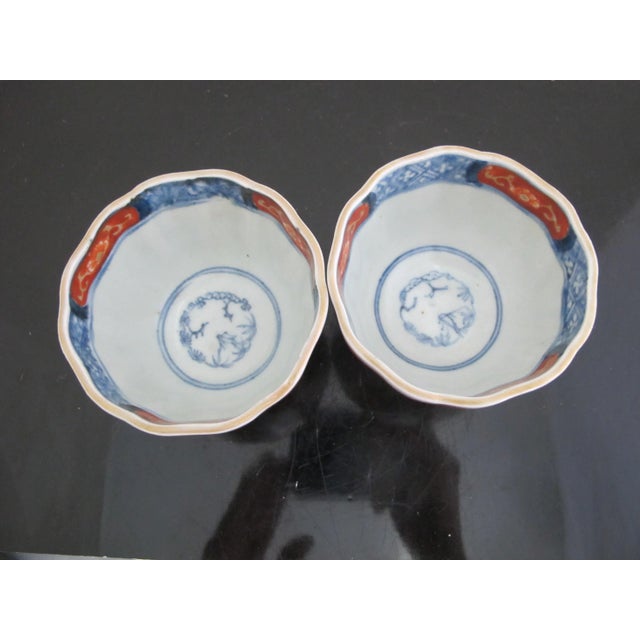 Japanese Imari Arita Porcelain Flower Rice or Sake Cup Set of 2 For Sale In Portland, OR - Image 6 of 9