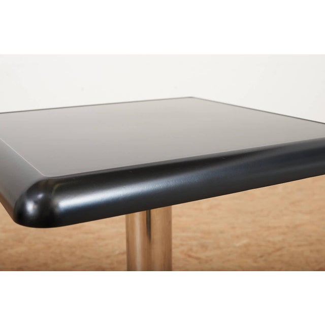 Bistro Table with Black Lacquered Fiberglass Top and Chrome-Plated Metal Base by Joe Colombo for Zanotta, 1970s For Sale - Image 5 of 14