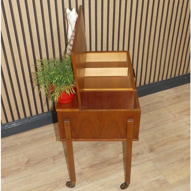 Wood Vintage Sewing Cart in Walnut, 1960s For Sale - Image 7 of 10
