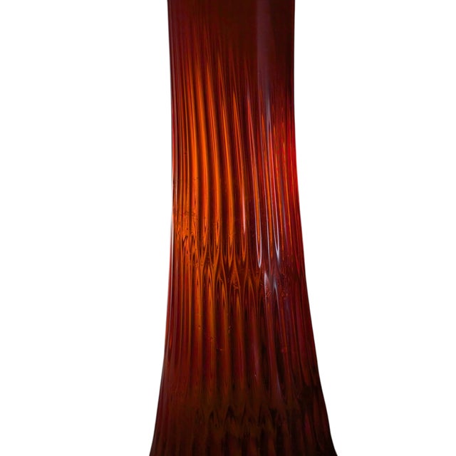 Mid 20th Century Fenton MCM Amberina Hobnail Swung Glass Vase 20.5" For Sale - Image 9 of 9