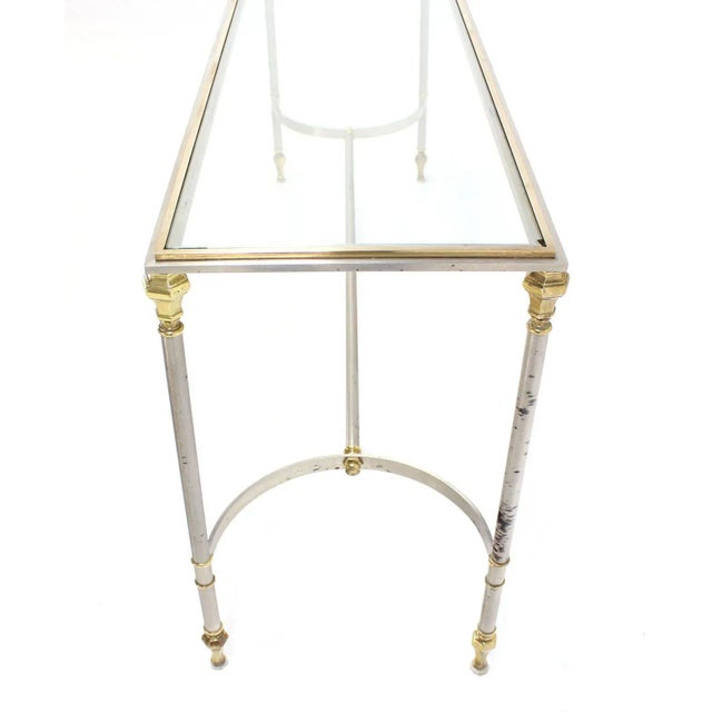 Mid 20th Century Vintage Mid Century Brass, Chrome, and Glass-Top Console For Sale - Image 5 of 9