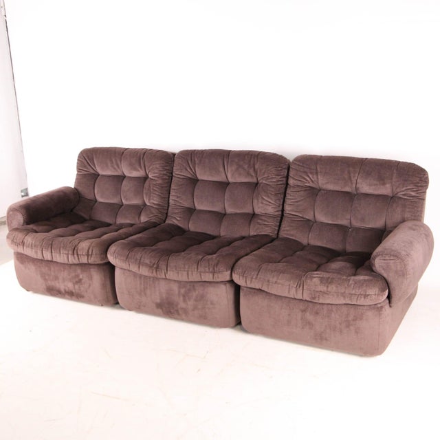 Brown Fabric Modular Sofa, 1980s, Set of 3 For Sale - Image 9 of 16