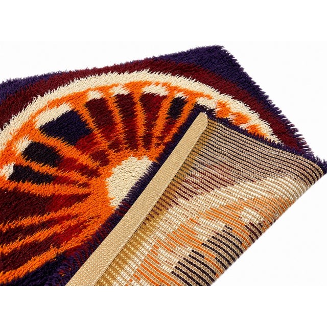 Mid Century Modern Scandinavian Square Small Rya Rug / Carpet For Sale In New York - Image 6 of 8