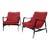 Mid-Century Modern Red Chenille Lounge Chairs - a Pair For Sale
