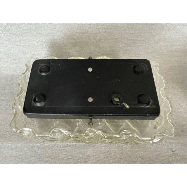 Metal Small Scandinavian Clear Textured Glass Rectangular Ceiling Lamp, 1970s For Sale - Image 7 of 10