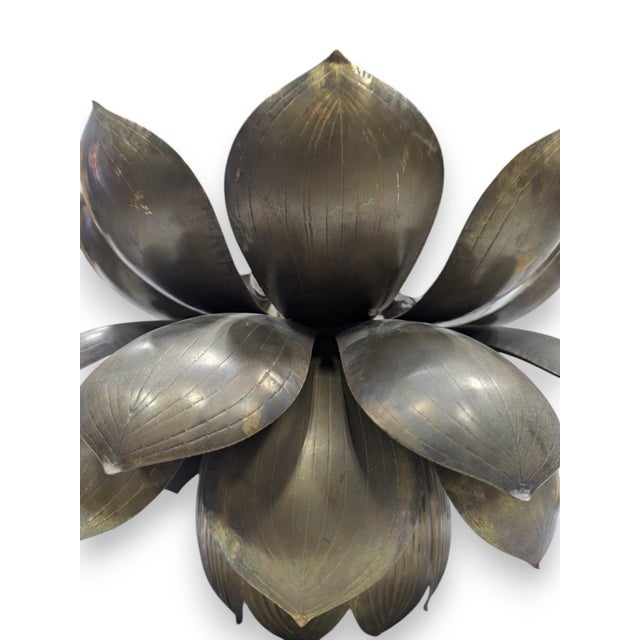 Feldman Lighting Mid 20th Century Hollywood Regency Feldman Brass Lotus Hanging Lamp For Sale - Image 4 of 5
