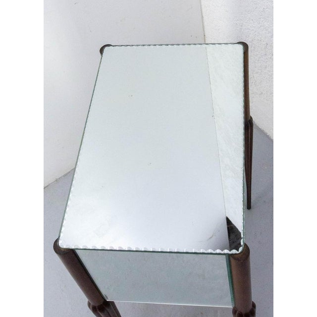 French Beveled Mirror and Beech Nightstand, 1960s For Sale - Image 9 of 11