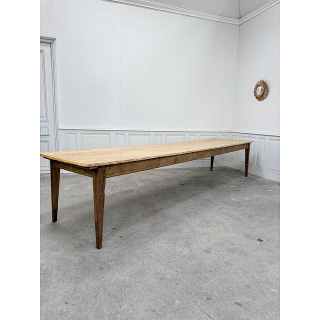 Beautiful and imposing work table in solid fir and oak, reminiscent of a monastery table. Fully restored in our workshop,...