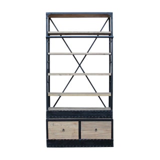 Iron Frame Driftwood Shelves Industrial Bookcase Display Cabinet For Sale