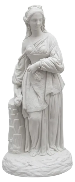19th-Century Parian Figure of a Woman Leaning on a Column