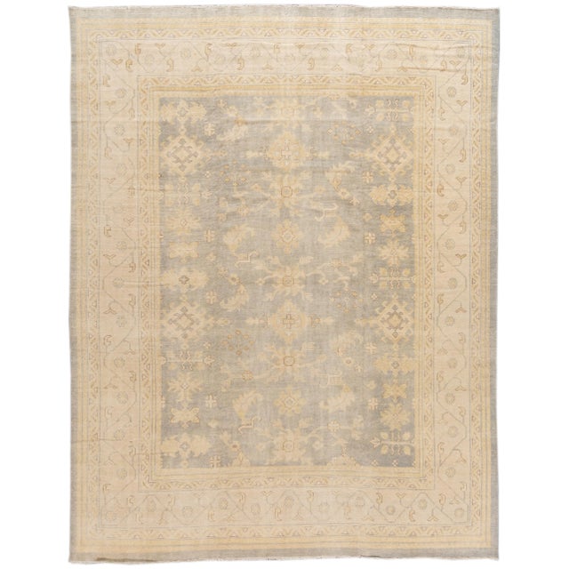 Gray 2010s Modern Oushak Style Wool Rug With Gray Handmade Floral Motif For Sale - Image 8 of 8