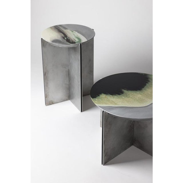 H3 Hand Decorated Metal & Aluminium Side Table by Studio Nyx For Sale - Image 11 of 17