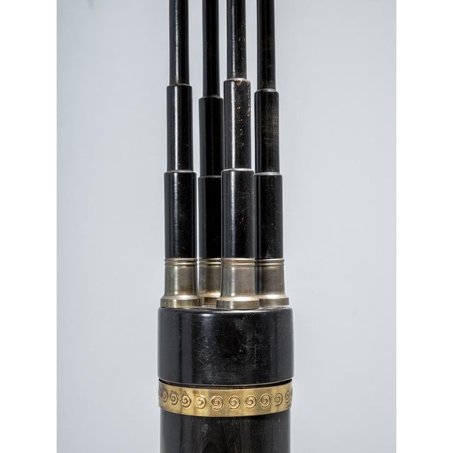 20th Century Black Lacquered Pedestal with Brass Details, 1920s For Sale - Image 6 of 9