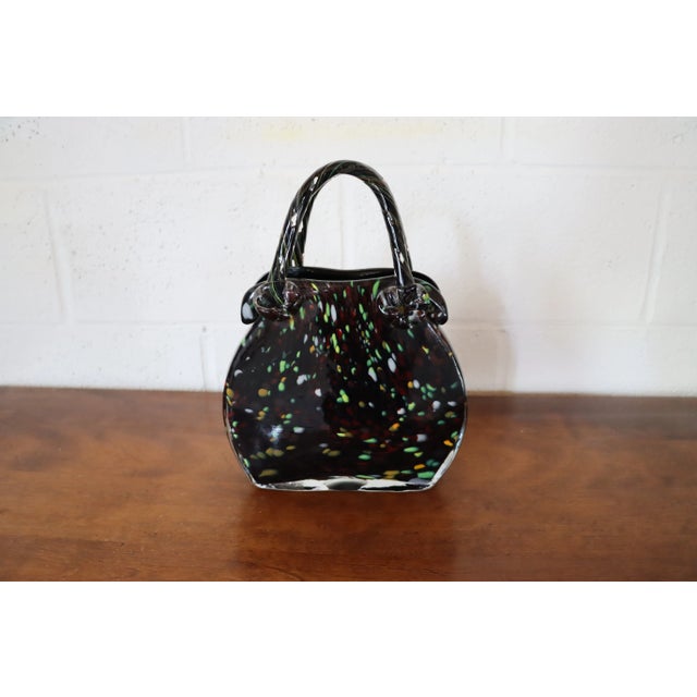 Black Murano Glass Purse Vase For Sale - Image 9 of 9